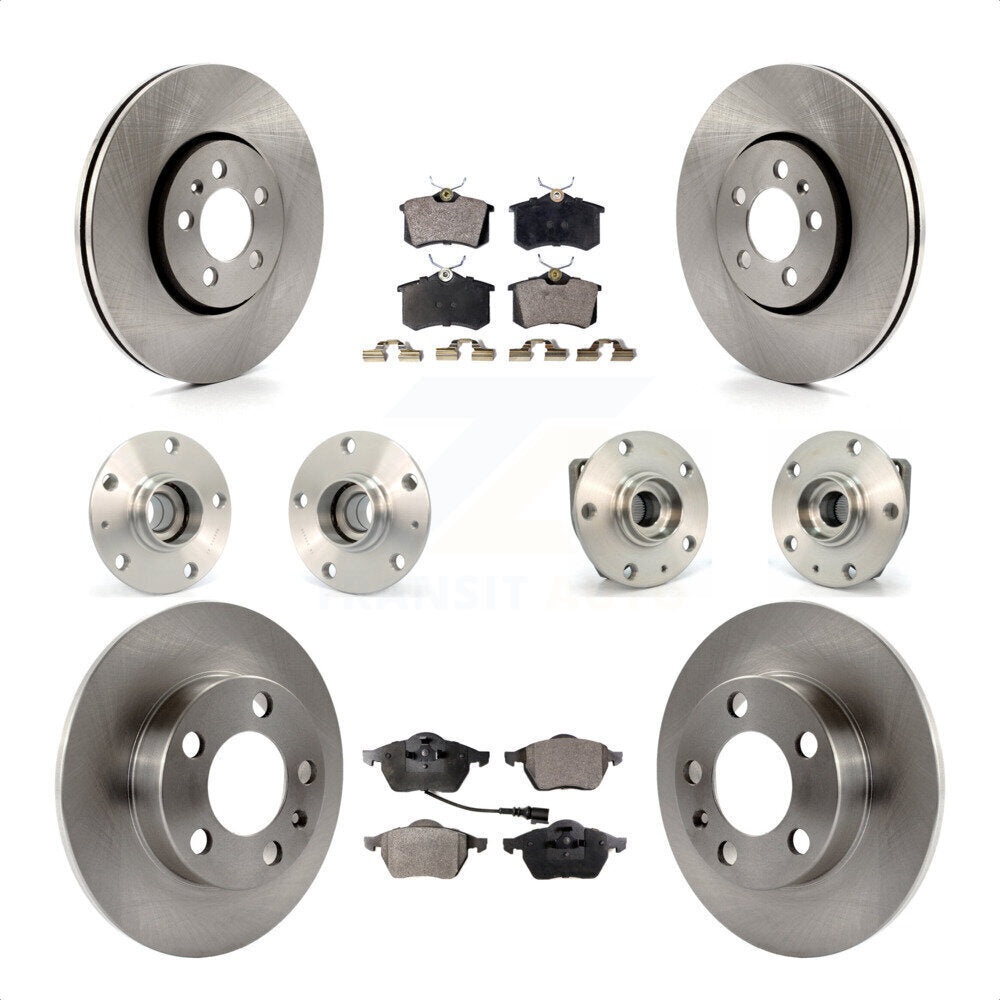 Front Rear Hub Bearings Assembly Disc Brake Rotors And Semi-Metallic Pads Kit (10Pc) For 2006 Volkswagen Golf 1.8L KBB-108880 by Transit Auto