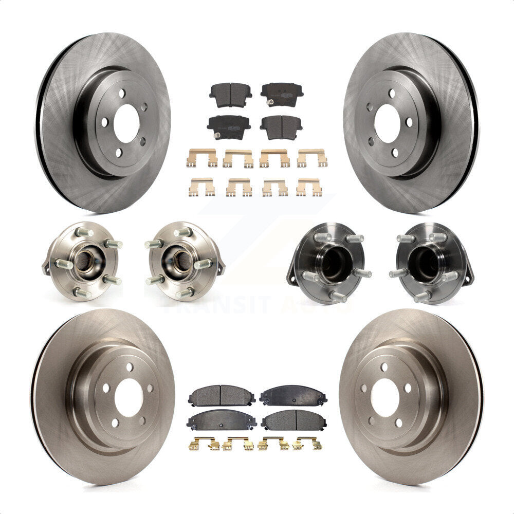 Front Rear Hub Bearings Assembly Disc Brake Rotors And Semi-Metallic Pads Kit (10Pc) For 2012-2013 Dodge Charger R T SE with RWD 5.7L With Police Package KBB-108923 by Transit Auto