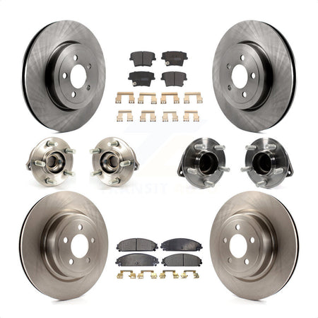 Front Rear Hub Bearings Assembly Disc Brake Rotors And Semi-Metallic Pads Kit (10Pc) For 2012-2013 Dodge Charger R T SE with RWD 5.7L With Police Package KBB-108923 by Transit Auto