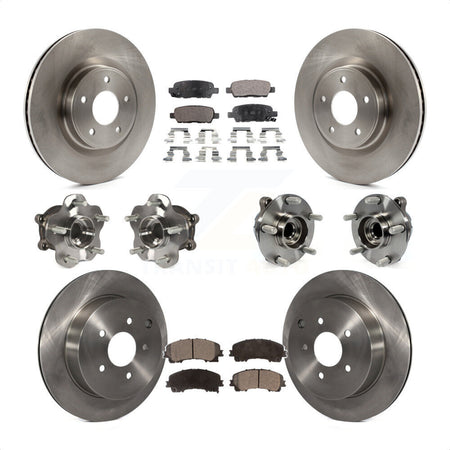 Front Rear Hub Bearings Assembly Disc Brake Rotors And Semi-Metallic Pads Kit (10Pc) For INFINITI Q50 Base Premium with RWD KBB-108942 by Transit Auto