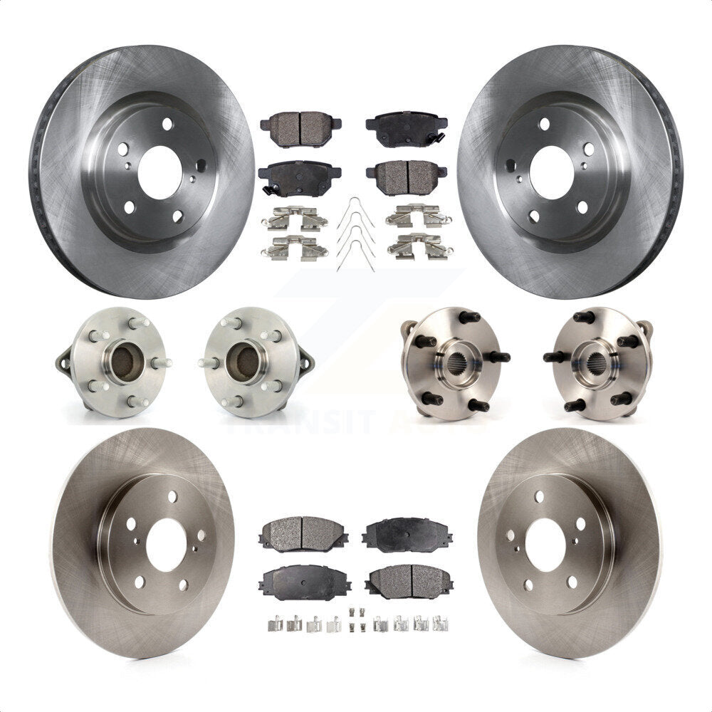 Front Rear Hub Bearings Assembly Disc Brake Rotors And Semi-Metallic Pads Kit (10Pc) For 2017-2018 Toyota Corolla iM KBB-108967 by Transit Auto
