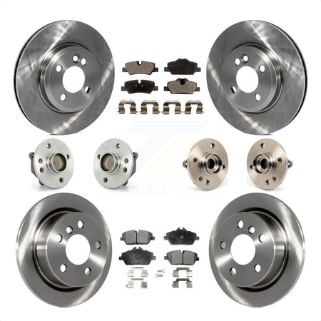 Front Rear Hub Bearing Assembly Disc Brake Rotor And Semi-Metallic Pads Kit (10Pc) For 2015 Mini Cooper Convertible with 2.0L 1.5L With 280mm Diameter 4 Lug Wheels KBB-108987 by Transit Auto