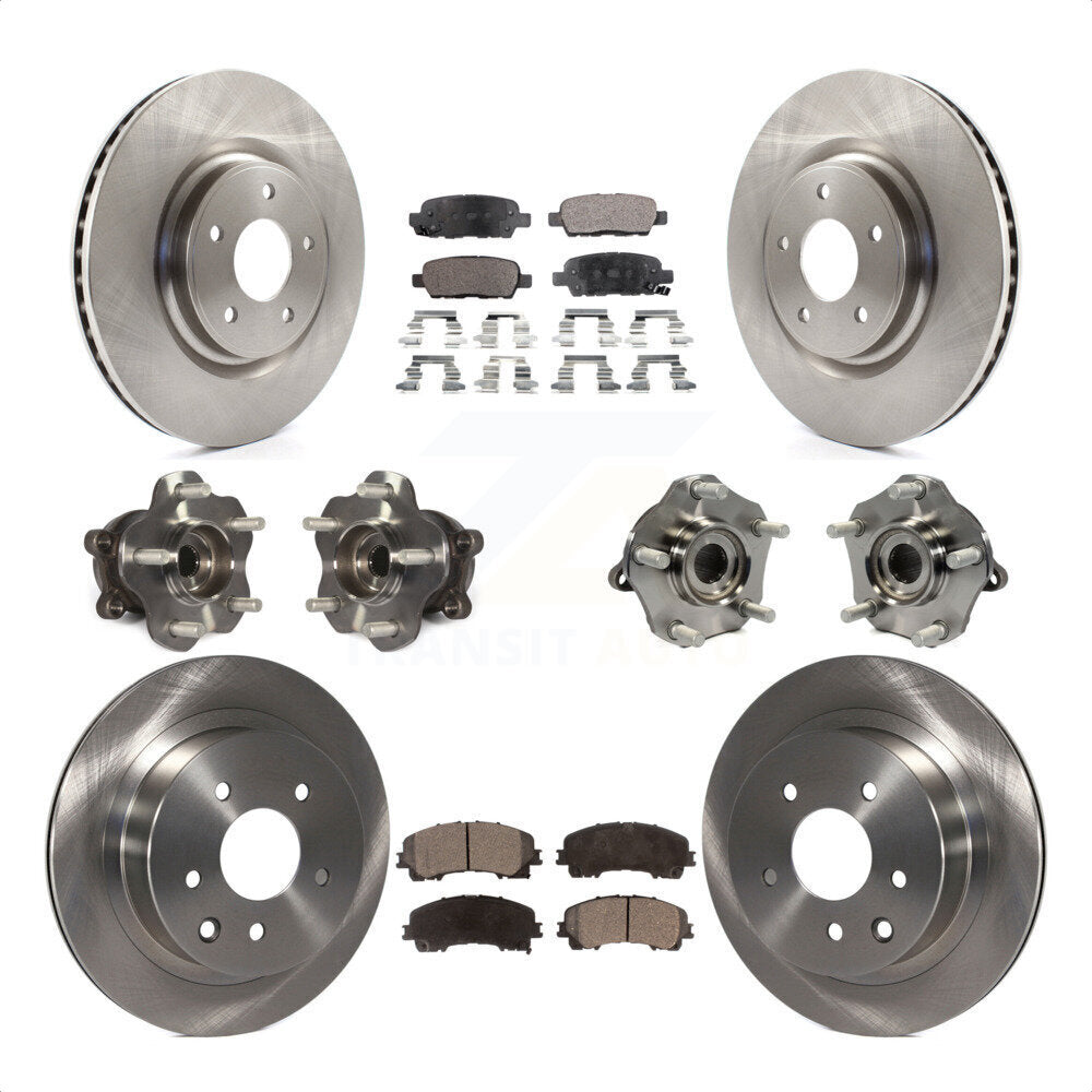 Front Rear Hub Bearings Assembly Disc Brake Rotors And Semi-Metallic Pads Kit (10Pc) For Nissan Rogue KBB-109023 by Transit Auto