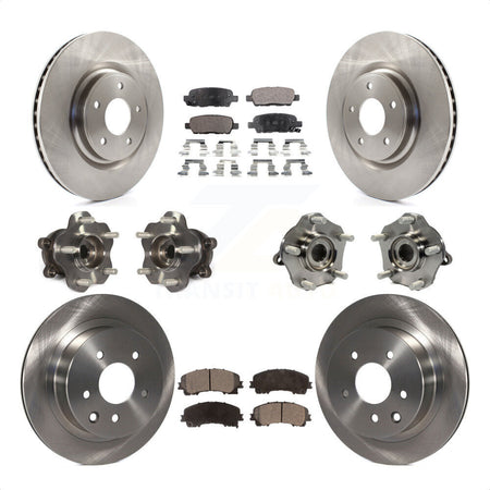Front Rear Hub Bearings Assembly Disc Brake Rotors And Semi-Metallic Pads Kit (10Pc) For Nissan Rogue KBB-109023 by Transit Auto