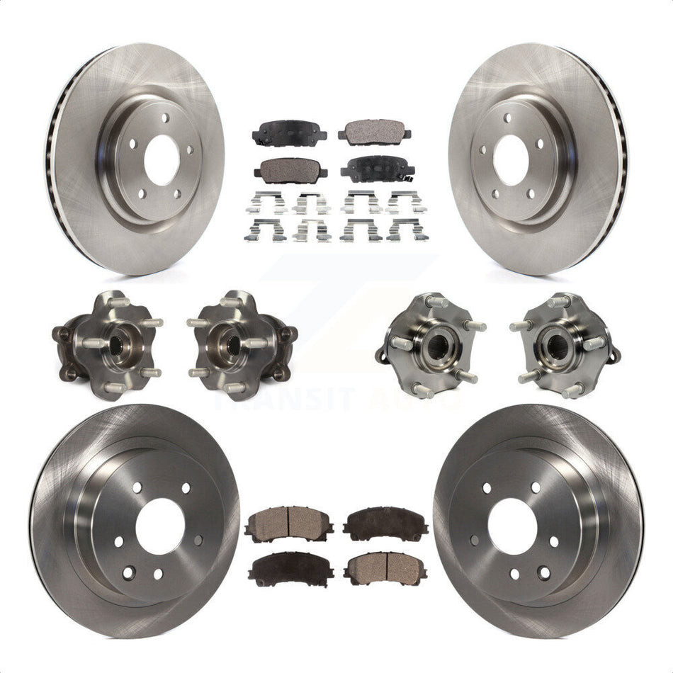 Front Rear Hub Bearings Assembly Disc Brake Rotors And Semi-Metallic Pads Kit (10Pc) For Nissan Rogue KBB-109023 by Transit Auto