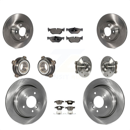Front Rear Hub Bearings Assembly Disc Brake Rotors And Semi-Metallic Pads Kit (10Pc) For 2013-2014 BMW X1 xDrive28i with AWD KBB-109031 by Transit Auto