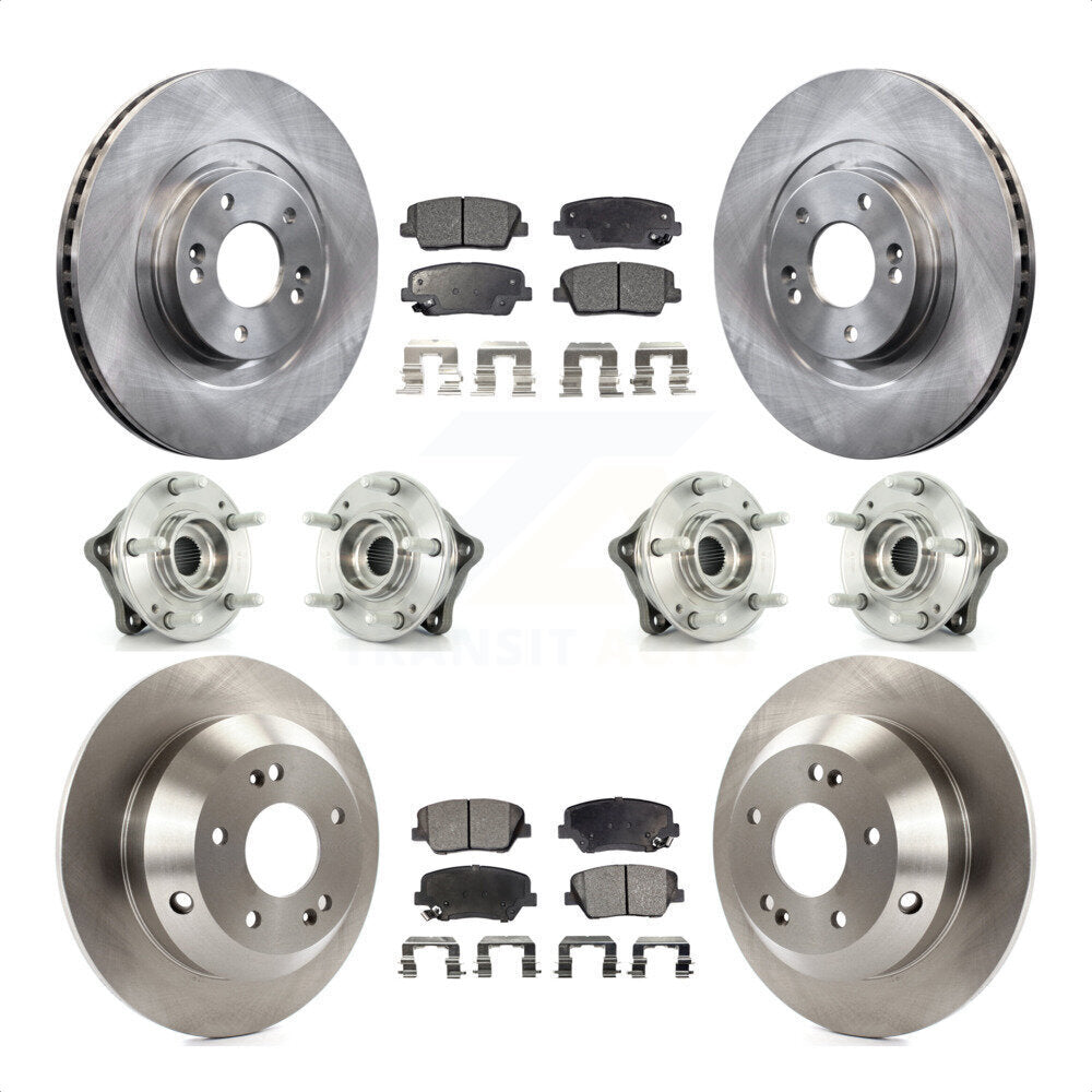 Front Rear Hub Bearings Assembly Disc Brake Rotors And Semi-Metallic Pads Kit (10Pc) For 2013-2014 Hyundai Santa Fe Sport AWD with 2.4L 2.0L KBB-109090 by Transit Auto