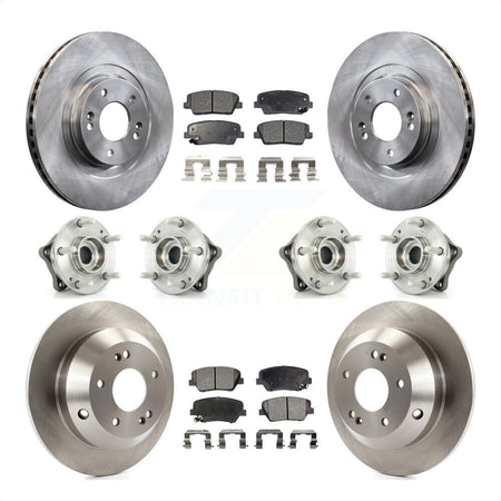 Front Rear Hub Bearings Assembly Disc Brake Rotors And Semi-Metallic Pads Kit (10Pc) For 2013-2014 Hyundai Santa Fe Sport AWD with 2.4L 2.0L KBB-109090 by Transit Auto