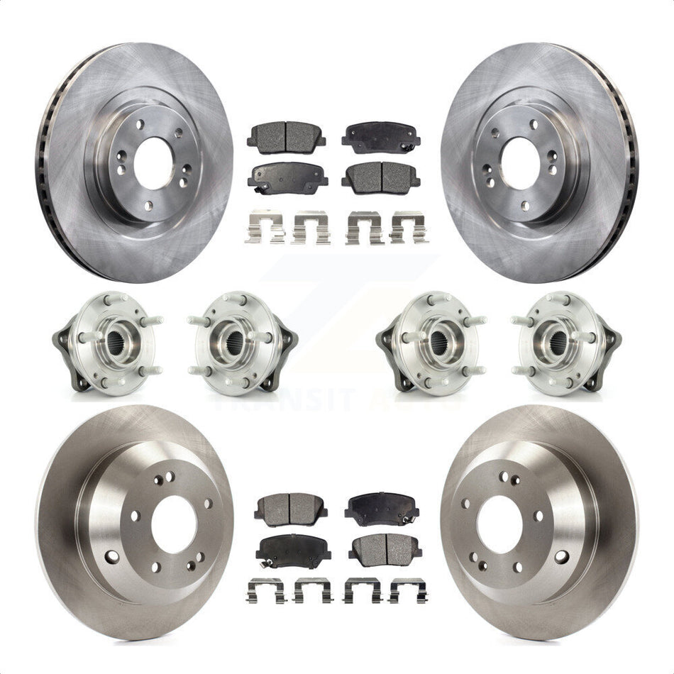 Front Rear Hub Bearings Assembly Disc Brake Rotors And Semi-Metallic Pads Kit (10Pc) For 2013-2014 Hyundai Santa Fe Sport AWD with 2.4L 2.0L KBB-109090 by Transit Auto