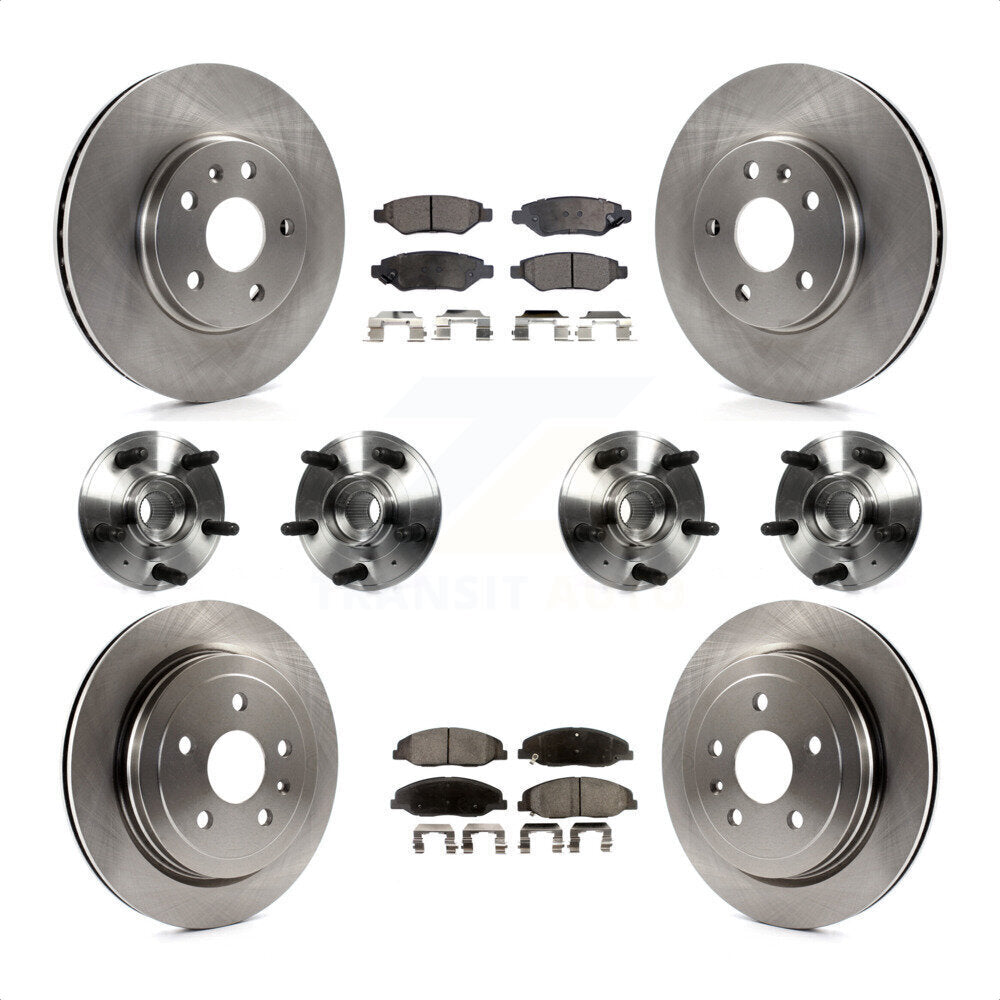 Front Rear Hub Bearings Assembly Disc Brake Rotors And Semi-Metallic Pads Kit (10Pc) For 2012-2013 Cadillac CTS V With 315mm Diameter Rotor KBB-109112 by Transit Auto