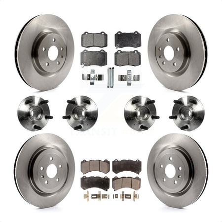 Front Rear Hub Bearings Assembly Disc Brake Rotors And Semi-Metallic Pads Kit (10Pc) For 2014 Chevrolet Camaro ZL1 KBB-109117 by Transit Auto