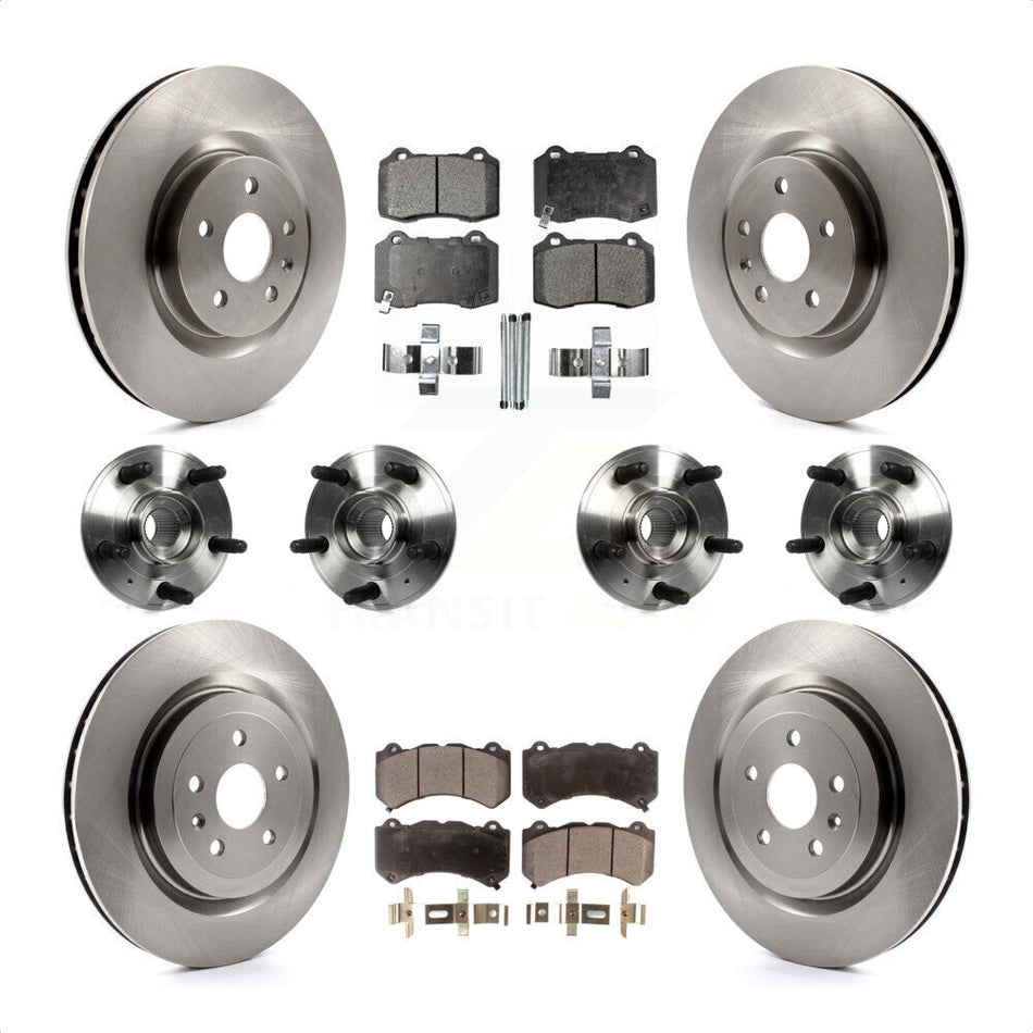 Front Rear Hub Bearings Assembly Disc Brake Rotors And Semi-Metallic Pads Kit (10Pc) For 2014 Chevrolet Camaro ZL1 KBB-109117 by Transit Auto