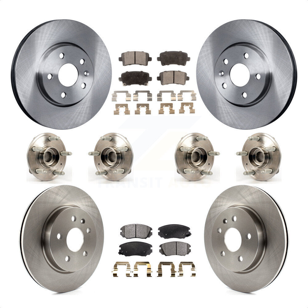 Front Rear Hub Bearings Assembly Disc Brake Rotors And Semi-Metallic Pads Kit (10Pc) For 2018-2019 Chevrolet Impala KBB-109121 by Transit Auto