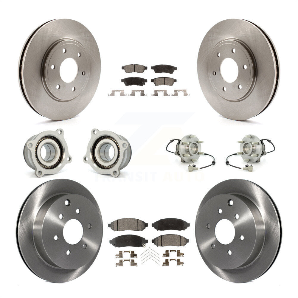 Front Rear Hub Bearings Assembly Disc Brake Rotors And Semi-Metallic Pads Kit (10Pc) For Nissan Frontier Suzuki Equator KBB-109139 by Transit Auto
