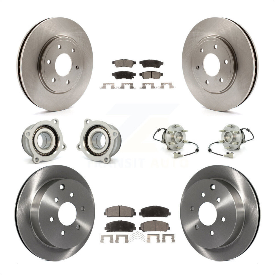 Front Rear Hub Bearings Assembly Disc Brake Rotors And Semi-Metallic Pads Kit (10Pc) For Suzuki Equator KBB-109140 by Transit Auto