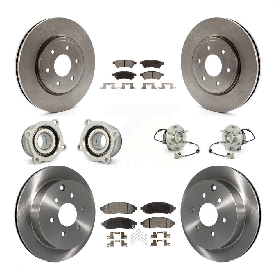 Front Rear Hub Bearings Assembly Disc Brake Rotors And Semi-Metallic Pads Kit (10Pc) For Nissan Frontier Xterra Suzuki Equator KBB-109141 by Transit Auto