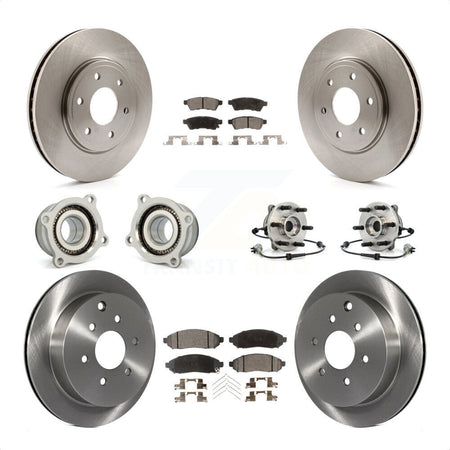 Front Rear Hub Bearings Assembly Disc Brake Rotors And Semi-Metallic Pads Kit (10Pc) For Nissan Frontier KBB-109142 by Transit Auto