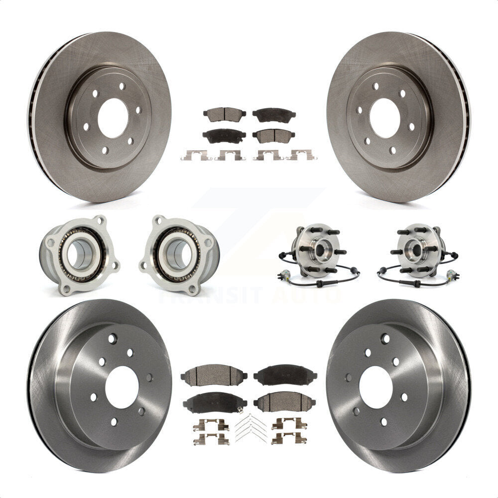 Front Rear Hub Bearings Assembly Disc Brake Rotors And Semi-Metallic Pads Kit (10Pc) For Nissan Frontier Xterra Suzuki Equator KBB-109143 by Transit Auto