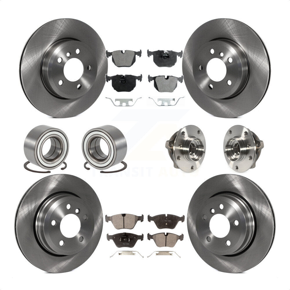 Front Rear Wheel Hub Bearings Assembly Disc Brake Rotors And Semi-Metallic Pads Shoes Kit (10Pc) For 2010 BMW X3 KBB-109154 by Transit Auto