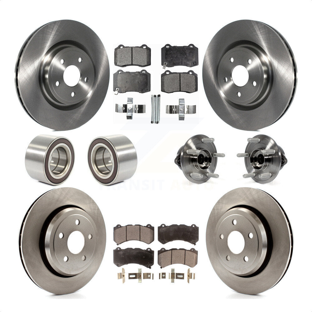 Front Rear Wheel Hub Bearings Assembly Disc Brake Rotors And Semi-Metallic Pads Shoes Kit (10Pc) For Jeep Grand Cherokee Dodge Durango KBB-109160 by Transit Auto