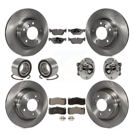 Front Rear Wheel Hub Bearings Assembly Disc Brake Rotors And Semi-Metallic Pads Shoes Kit (10Pc) For 2006-2007 BMW 323i With 338mm Diameter Rotor KBB-109214 by Transit Auto