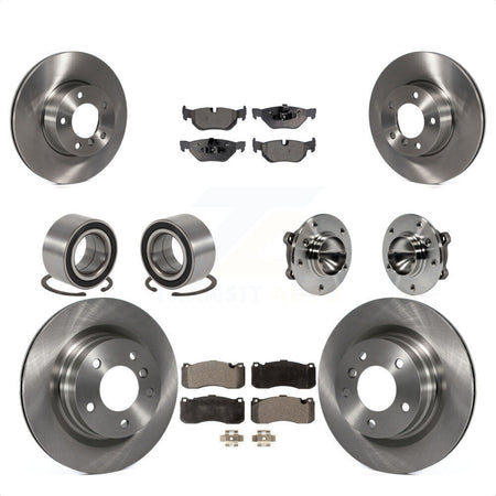 Front Rear Wheel Hub Bearings Assembly Disc Brake Rotors And Semi-Metallic Pads Shoes Kit (10Pc) For 2012 BMW 328i Coupe with 3.0L With 340mm Diameter Rotor KBB-109216 by Transit Auto