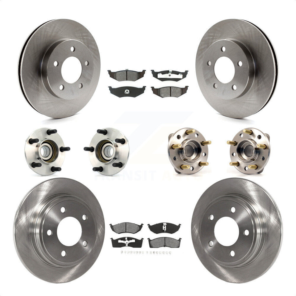 Front Rear Hub Bearings Assembly Disc Brake Rotors And Semi-Metallic Pads Kit (10Pc) For Chrysler Dodge Intrepid Concorde LHS Eagle Vision New Yorker KBB-109467 by Transit Auto