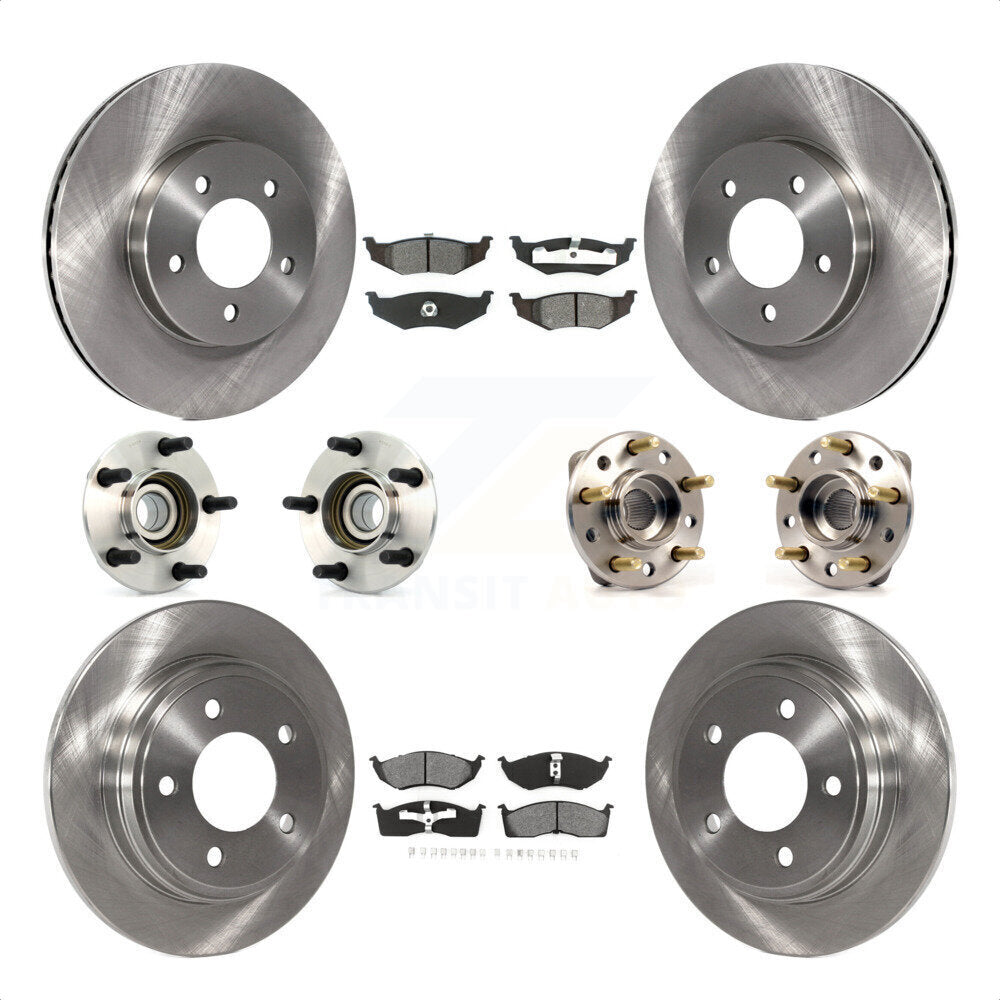 Front Rear Hub Bearings Assembly Disc Brake Rotors And Semi-Metallic Pads Kit (10Pc) For Chrysler Dodge Intrepid 300M Concorde LHS KBB-109468 by Transit Auto