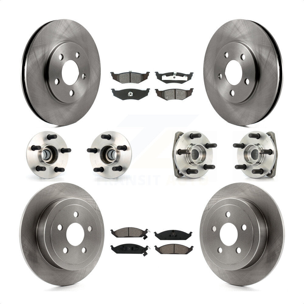 Front Rear Hub Bearings Assembly Disc Brake Rotors And Semi-Metallic Pads Kit (10Pc) For Chrysler Dodge Stratus Sebring Cirrus Plymouth Breeze KBB-109478 by Transit Auto