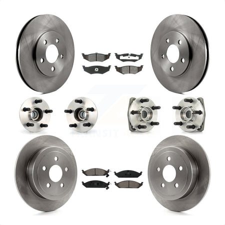 Front Rear Hub Bearings Assembly Disc Brake Rotors And Semi-Metallic Pads Kit (10Pc) For Chrysler Dodge Stratus Sebring Cirrus Plymouth Breeze KBB-109478 by Transit Auto