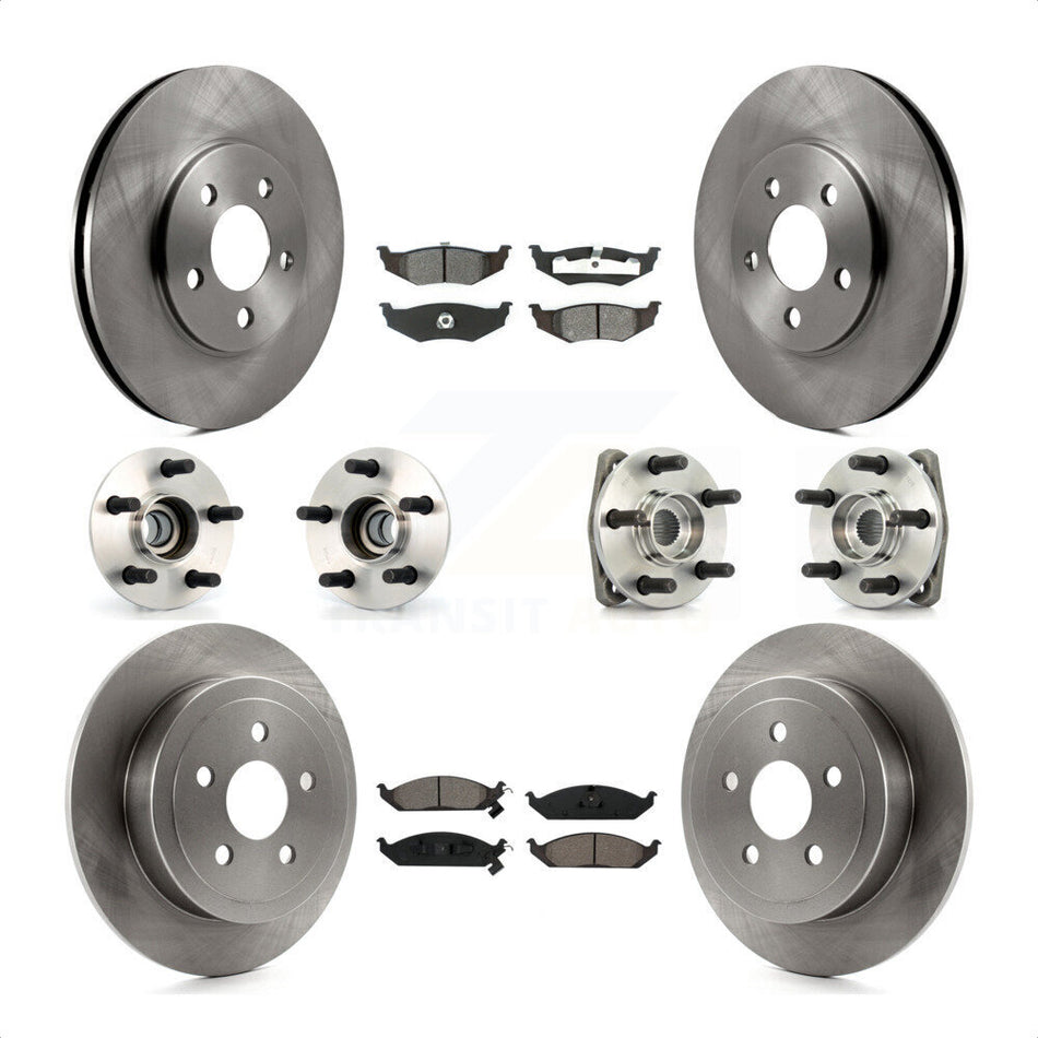 Front Rear Hub Bearings Assembly Disc Brake Rotors And Semi-Metallic Pads Kit (10Pc) For Chrysler Dodge Stratus Sebring Cirrus Plymouth Breeze KBB-109478 by Transit Auto