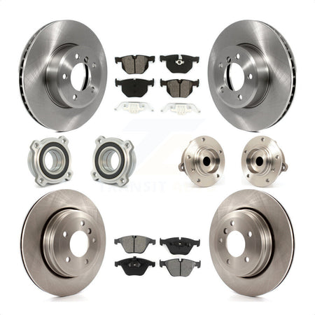 Front Rear Hub Bearings Assembly Disc Brake Rotors And Semi-Metallic Pads Kit (10Pc) For BMW 530i 525i 528i KBB-109504 by Transit Auto