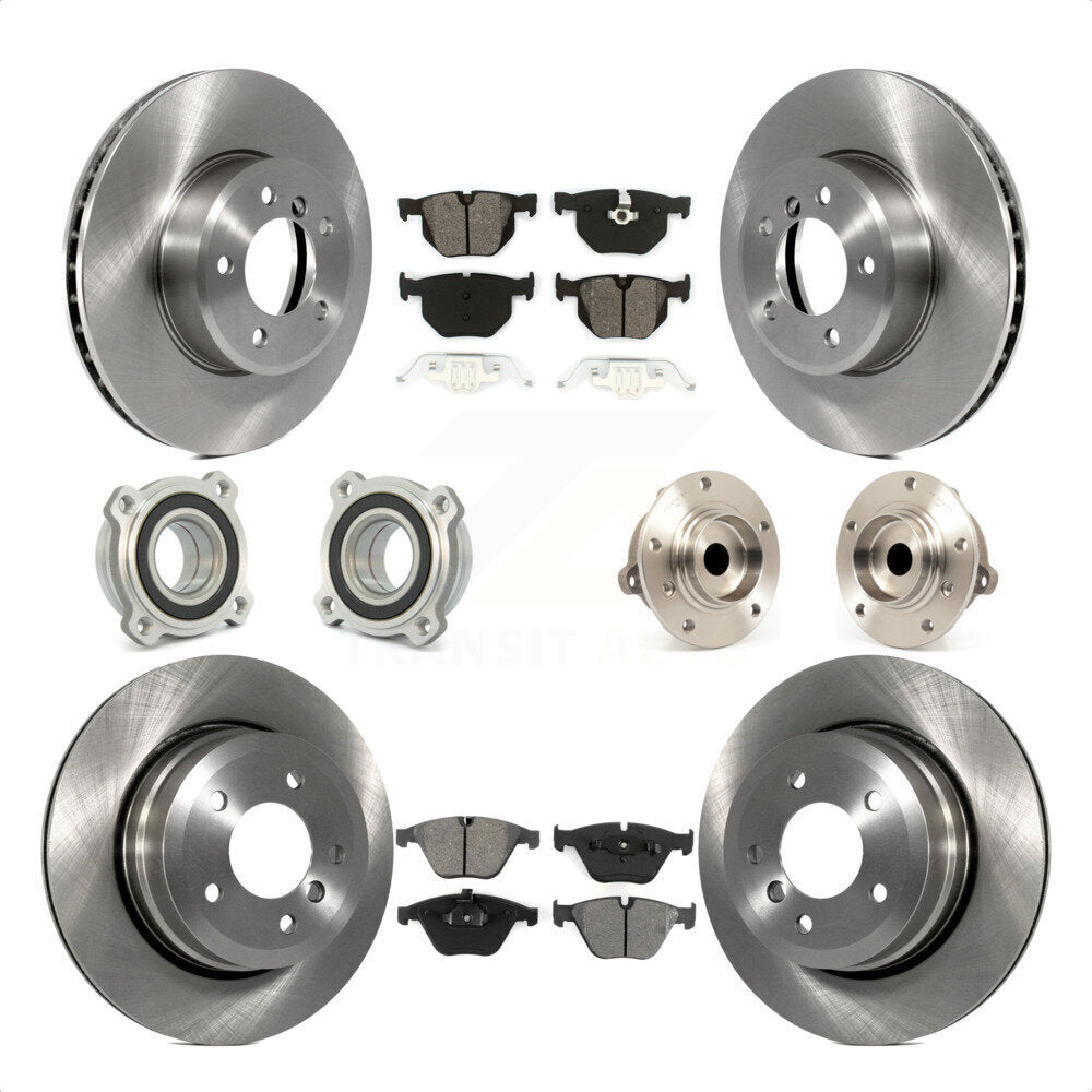 Front Rear Hub Bearings Assembly Disc Brake Rotors And Semi-Metallic Pads Kit (10Pc) For 2010 BMW 528i KBB-109505 by Transit Auto