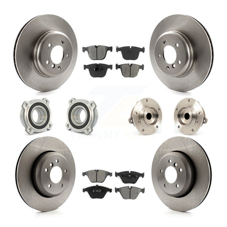 Front Rear Hub Bearings Assembly Disc Brake Rotors And Semi-Metallic Pads Kit (10Pc) For BMW 535i 550i 545i KBB-109506 by Transit Auto