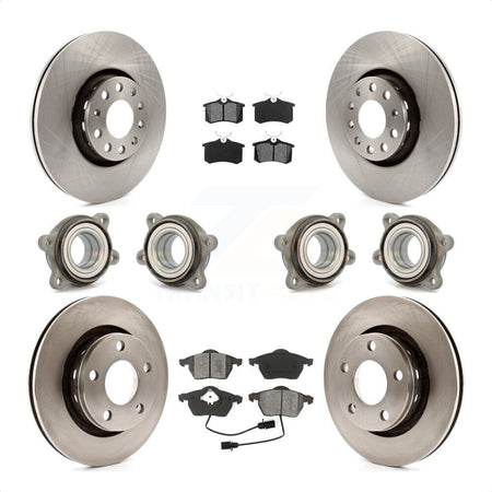 Front Rear Hub Bearings Assembly Disc Brake Rotors And Semi-Metallic Pads Kit (10Pc) For 2002 Audi S6 With 312mm Diameter Rotor KBB-109559 by Transit Auto