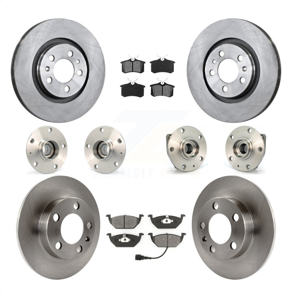 Front Rear Hub Bearings Assembly Disc Brake Rotors And Semi-Metallic Pads Kit (10Pc) For Volkswagen Golf City KBB-109608 by Transit Auto
