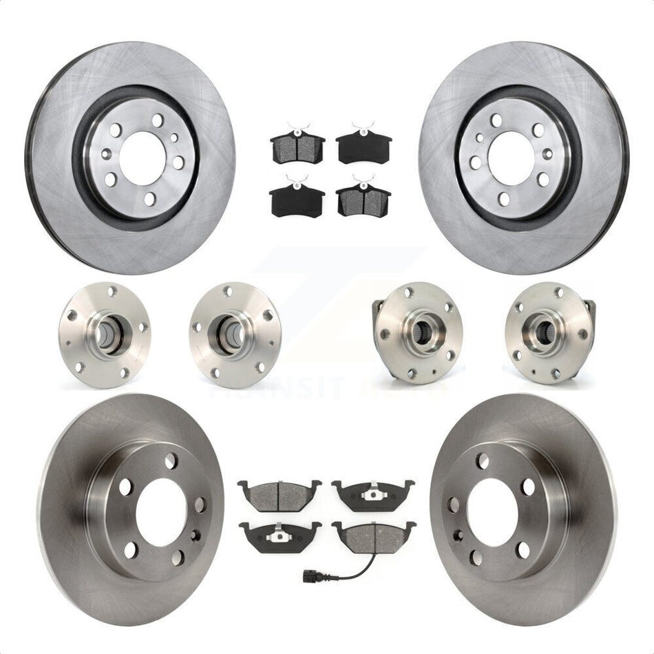 Front Rear Hub Bearings Assembly Disc Brake Rotors And Semi-Metallic Pads Kit (10Pc) For Volkswagen Golf City KBB-109608 by Transit Auto