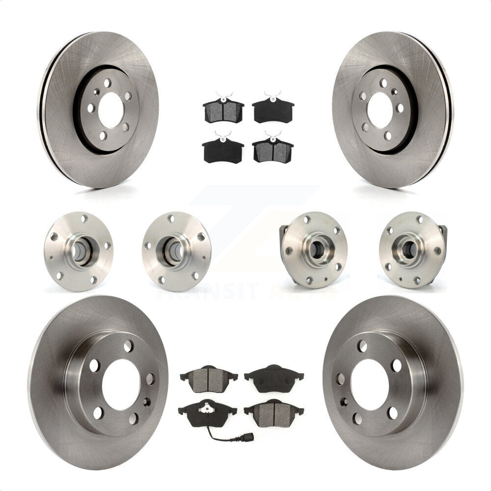 Front Rear Hub Bearings Assembly Disc Brake Rotors And Semi-Metallic Pads Kit (10Pc) For 2006 Volkswagen Golf 1.8L KBB-109609 by Transit Auto