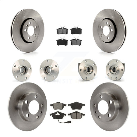 Front Rear Hub Bearings Assembly Disc Brake Rotors And Semi-Metallic Pads Kit (10Pc) For 2006 Volkswagen Golf 1.8L KBB-109609 by Transit Auto