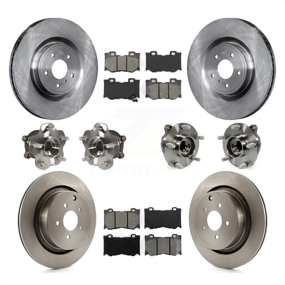 Front Rear Hub Bearings Assembly Disc Brake Rotors And Semi-Metallic Pads Kit (10Pc) For Infiniti Q50 M37 Q70 Q70L QX70 M56 INFINITI KBB-109667 by Transit Auto