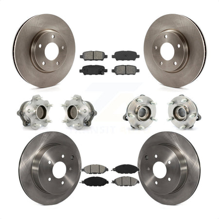 Front Rear Hub Bearings Assembly Disc Brake Rotors And Semi-Metallic Pads Kit (10Pc) For 2016 Nissan Pathfinder FWD From 11 15 KBB-109682 by Transit Auto