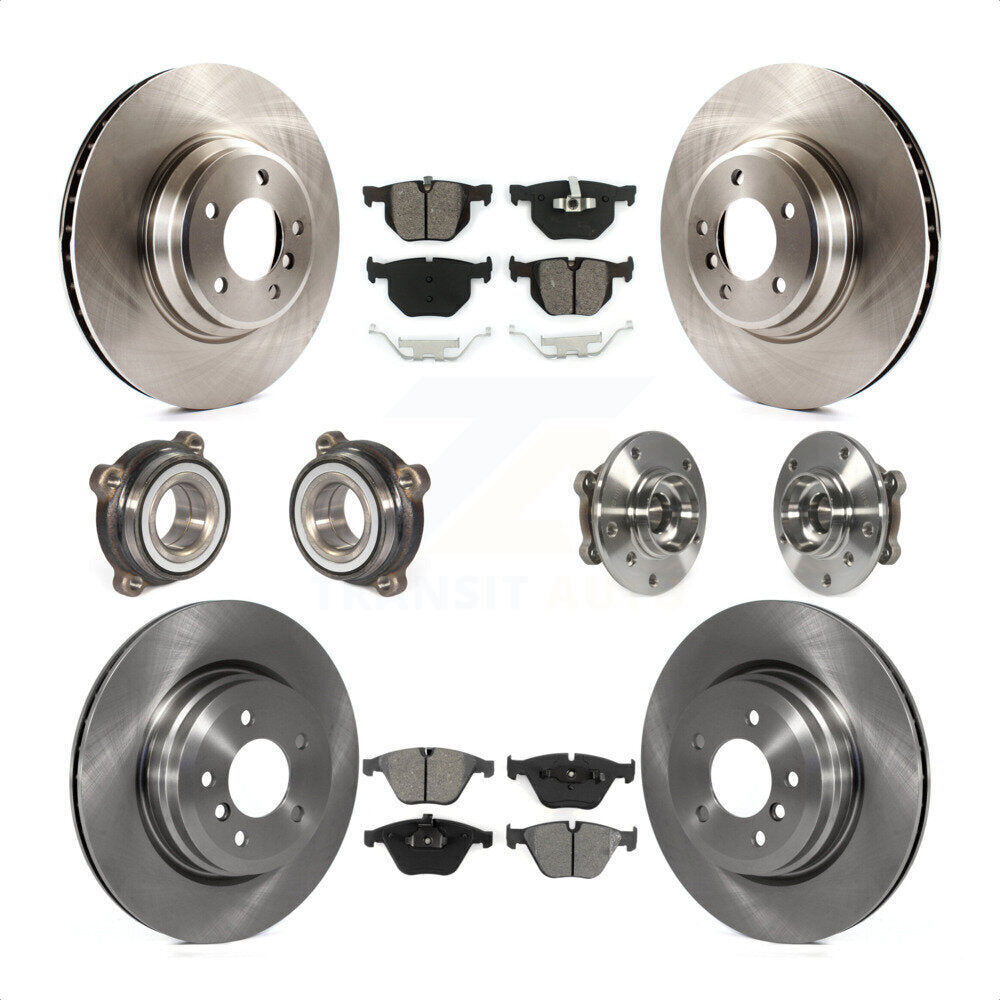 Front Rear Hub Bearings Assembly Disc Brake Rotors And Semi-Metallic Pads Kit (10Pc) For 2013 BMW X1 xDrive35i with AWD KBB-109760 by Transit Auto