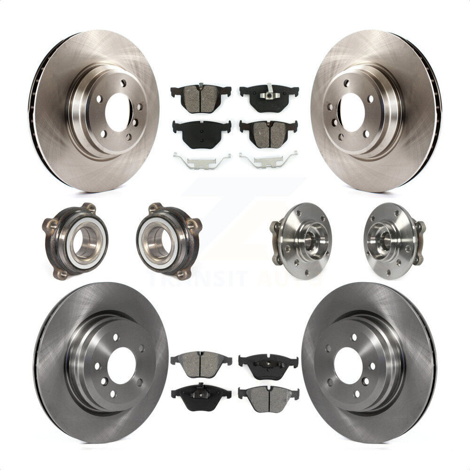Front Rear Hub Bearings Assembly Disc Brake Rotors And Semi-Metallic Pads Kit (10Pc) For 2013 BMW X1 xDrive35i with AWD KBB-109760 by Transit Auto
