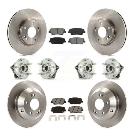 Front Rear Hub Bearings Assembly Disc Brake Rotors And Semi-Metallic Pads Kit (10Pc) For Kia Sorento Hyundai Santa Fe With ABS Brakes AWD KBB-109802 by Transit Auto