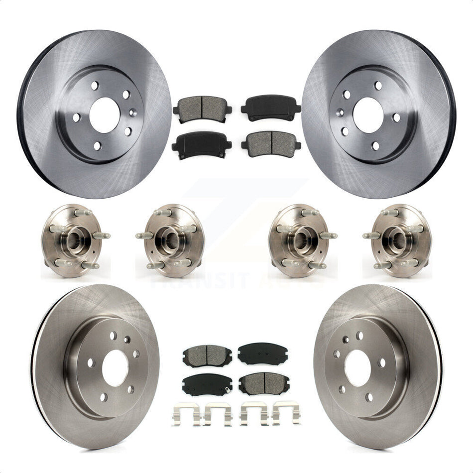 Front Rear Hub Bearings Assembly Disc Brake Rotors And Semi-Metallic Pads Kit (10Pc) For 2018-2019 Chevrolet Impala KBB-109825 by Transit Auto