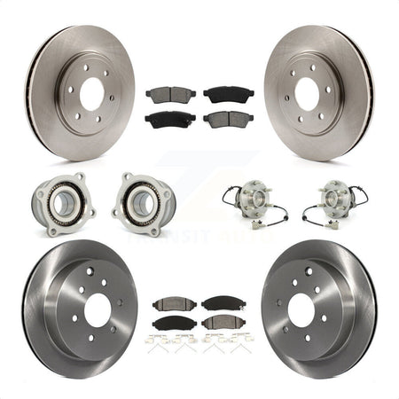 Front Rear Hub Bearings Assembly Disc Brake Rotors And Semi-Metallic Pads Kit (10Pc) For Nissan Frontier Suzuki Equator KBB-109850 by Transit Auto