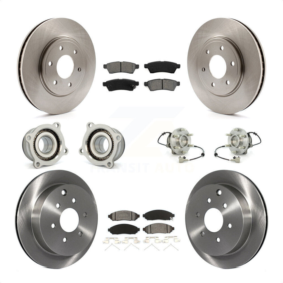 Front Rear Hub Bearings Assembly Disc Brake Rotors And Semi-Metallic Pads Kit (10Pc) For Nissan Frontier Suzuki Equator KBB-109850 by Transit Auto