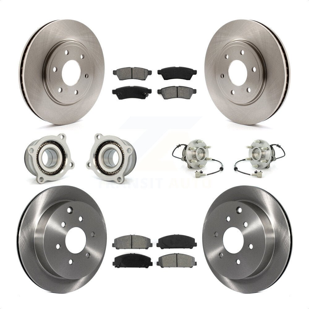 Front Rear Hub Bearings Assembly Disc Brake Rotors And Semi-Metallic Pads Kit (10Pc) For Suzuki Equator KBB-109851 by Transit Auto