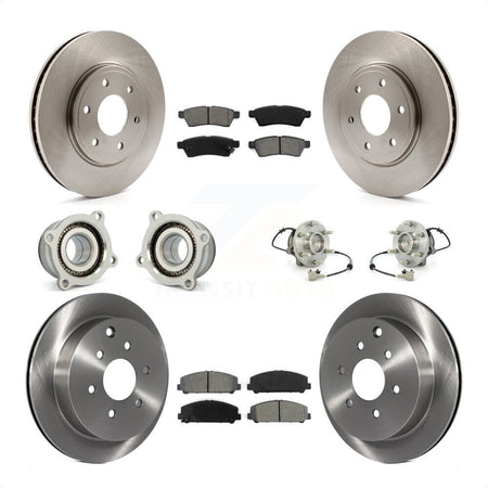 Front Rear Hub Bearings Assembly Disc Brake Rotors And Semi-Metallic Pads Kit (10Pc) For Suzuki Equator KBB-109851 by Transit Auto