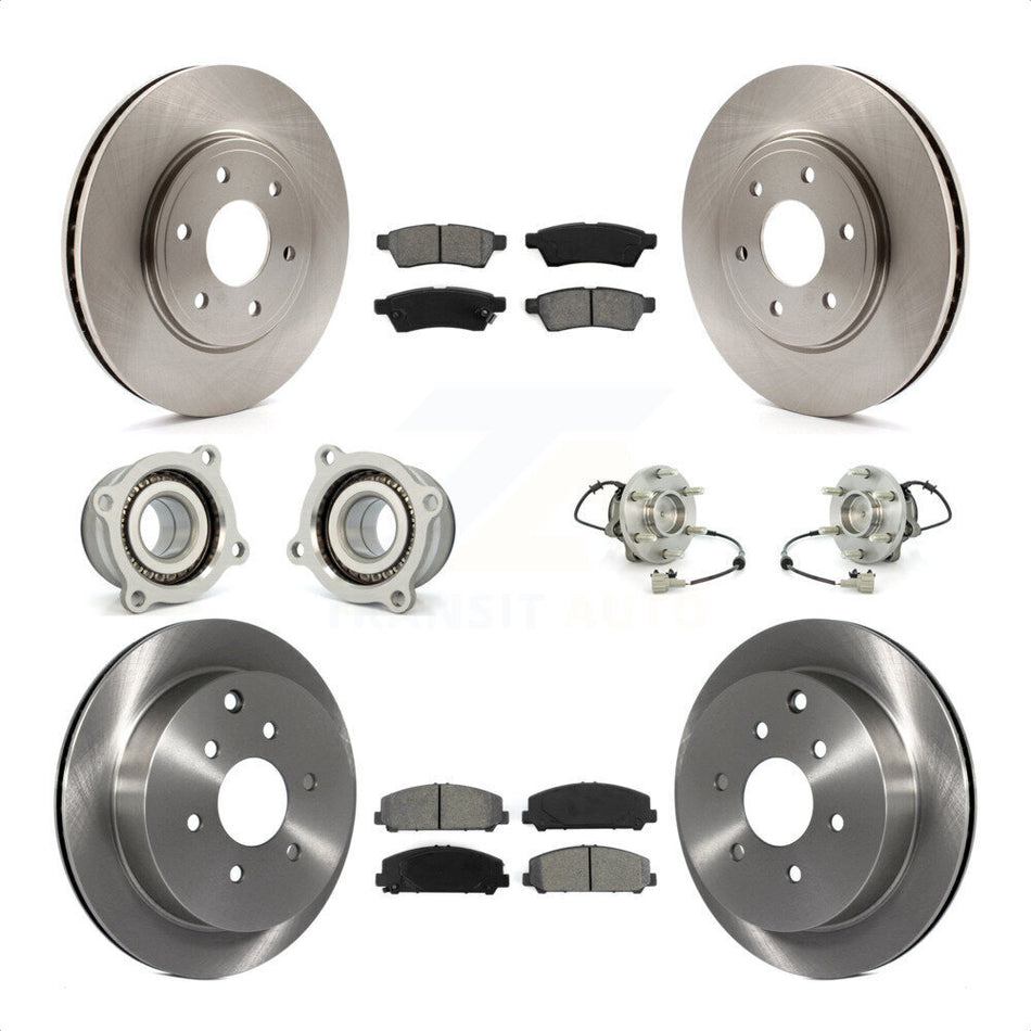 Front Rear Hub Bearings Assembly Disc Brake Rotors And Semi-Metallic Pads Kit (10Pc) For Suzuki Equator KBB-109851 by Transit Auto